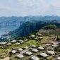 Pictured: A mountain-clinging homestay and camping base in Huawu Village, Qianxi, Bijie, Guizhou, China.